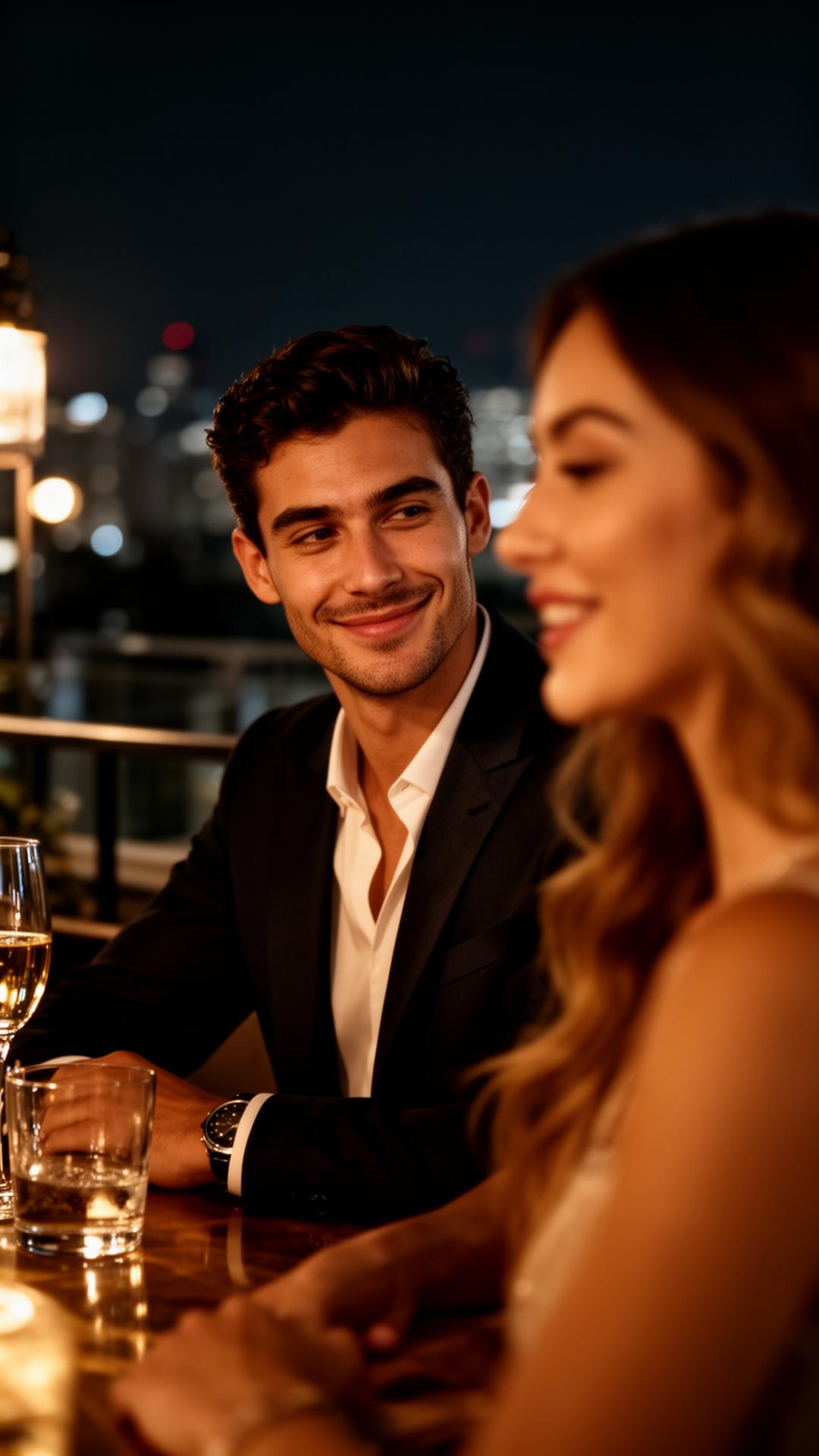 Hombre seguro de sí mismo en un ambiente social elegante